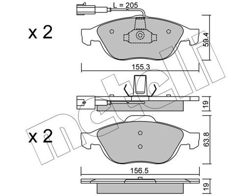 Комплект тормозных колодок, диско 2202200 METELLI