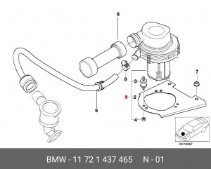 Насосный модуль дополнительного воздуха 11 72 1 437 465 BMW