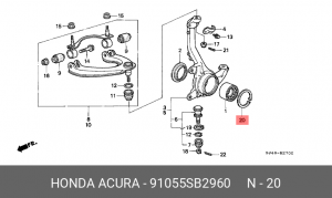 Комплект подшипника ступицы колеса 91055SB2960 HONDA