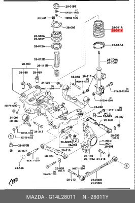 Пружина подвески G14L28011 MAZDA