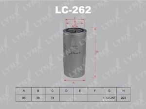 Фильтр масляный двигателя LC-262 LYNXAUTO