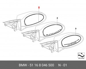 Стекло зеркала заднего вида 51 16 8 046 500 BMW