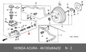 Главный тормозной цилиндр 46100S84A52 HONDA