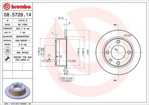 Тормозной диск 08.5729.14 BREMBO