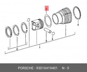 Прокладка, гильза цилиндра 93010419401 PORSCHE