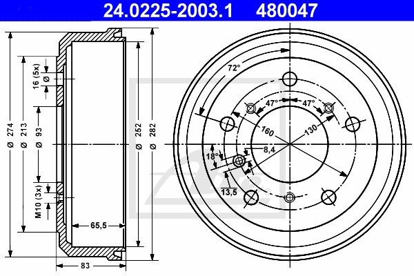 Тормозной барабан 24.0225-2003.1 ATE