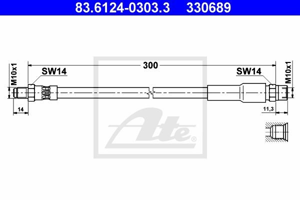 Тормозной шланг 83.6124-0303.3 ATE