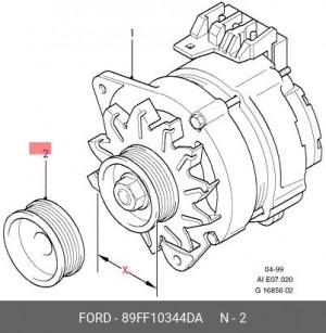 Ременный шкив, генератор 89FF-10344-DA FORD