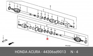 Шарнирный комплект, приводной вал 44306SD9013 HONDA