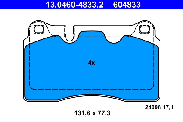 Колодки тормозные дисковые 13.0460-4833.2 ATE