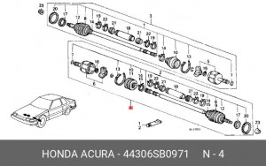 Шарнирный комплект, приводной вал 44306SB0971 HONDA