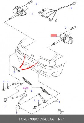 Электродвигатель, система отчистки фар 90BG17K433AA FORD