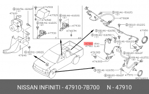 Датчик, частота вращения колеса 47910-7B700 NISSAN