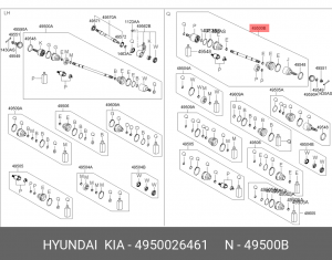 Шарнирный комплект, приводной вал 49500-26461 HYUNDAI KIA