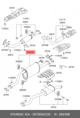 Средний глушитель выхлопных газов 287004A220 HYUNDAI KIA