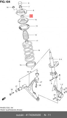 Подшипник опоры амортизатора подвески 41742-60G00 SUZUKI