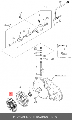Диск сцепления 4110028600 HYUNDAI KIA