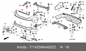 Кронштейн крепления бампера 71142SWAA00ZZ HONDA