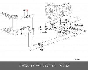 Шланг, теплообменник для охлаждения трансмиссионного масла 17 22 1 719 318 BMW