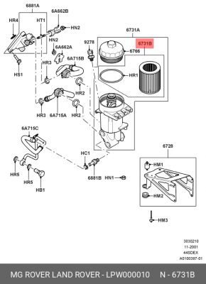 Масляный фильтр LPW000010 MG ROVER LAND ROVER