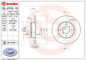 Тормозной диск 08.8705.10 BREMBO