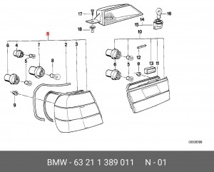 Фонарь задний 63 21 1 389 011 BMW