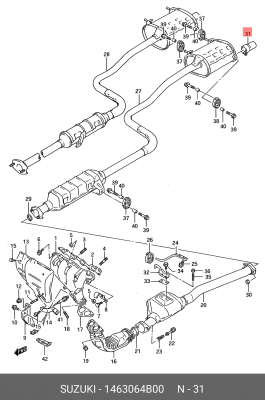 Глушитель выхлопных газов конечный 14630-64B00 SUZUKI