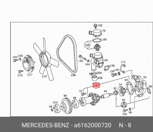 Насос - помпа системы охлаждения ДВС A 616 200 07 20 MERCEDES BENZ