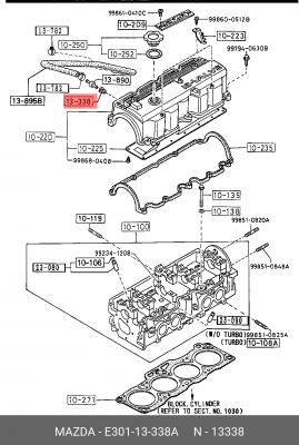 Прокладка клапана системы вентиляции картера E301-13-338A MAZDA