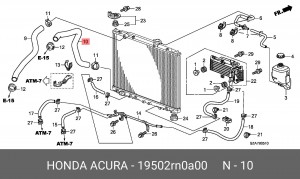 Патрубок системы охлаждения ДВС 19502RN0A00 HONDA