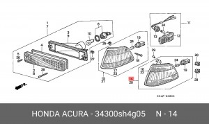 Фонарь указателя поворота 34300SH4G05 HONDA