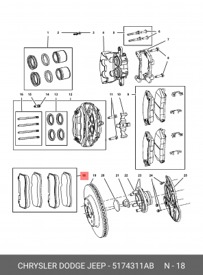Комплект тормозных колодок, диско 5174311AB CHRYSLER