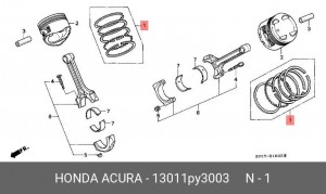 Кольца поршневые (комплект) 13011PY3003 HONDA