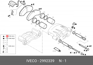 Комплект тормозных колодок, диско 2992339 IVECO