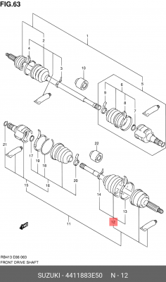 Комплект пылника, приводной вал 44118-83E50 SUZUKI