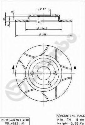 Тормозной диск 08.4929.75 BREMBO