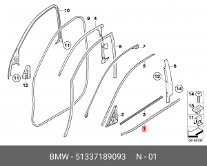 Молдинг двери 51 33 7 189 093 BMW