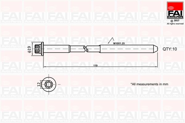 Комплект болтов головки цилидра B1321 FAI