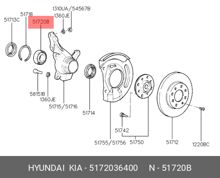 Комплект подшипника ступицы колеса 5172036400 HYUNDAI KIA