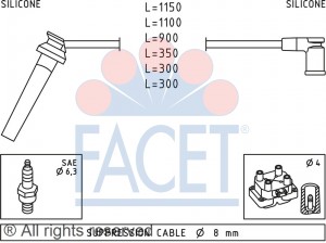 Ккомплект проводов зажигания 4.7214 FACET