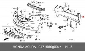Бампер задний 04715TF0G00ZZ HONDA