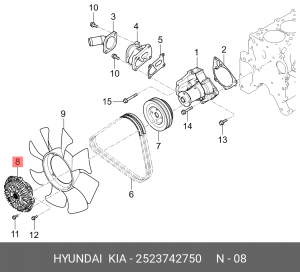 Сцепление, вентилятор радиатора 2523742750 HYUNDAI KIA