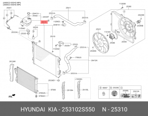 Радиатор охлаждения ДВС 253102S550 HYUNDAI KIA