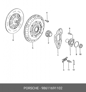 Комплект сцепления 98611691102 PORSCHE