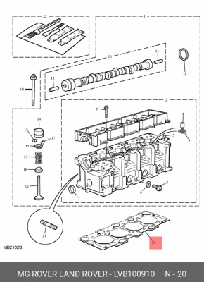 Прокладка, головка цилиндра LVB100910 LAND ROVER