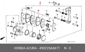 Комплект тормозных колодок, диско 45022SA6671 HONDA