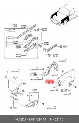 Крыло переднее TA01-52-111 MAZDA