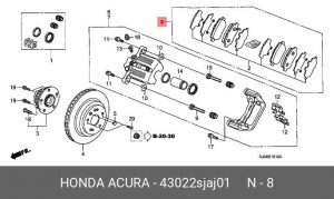 Колодки тормозные дисковые 43022SJAJ01 HONDA