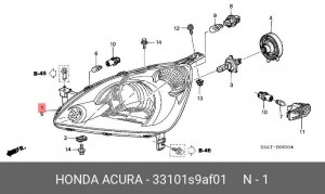Фара головного света 33101S9AF01 HONDA