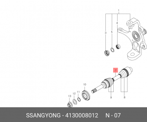 Вал привода колеса в сборе с ШРУСами 4130008012 SSANG YONG